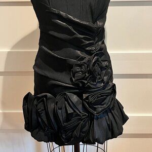 Strapless black boned cocktail mini dress, Size Small